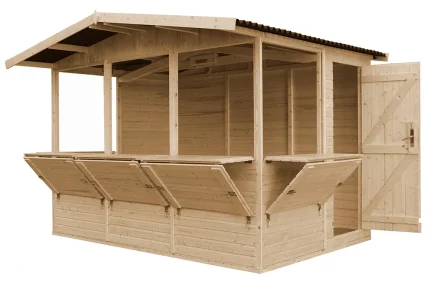 Stoisko handlowe - otwarte lady frontowe i boczne oraz drzwi