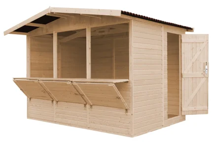 Domek na wynajem - otwarte lady front oraz drzwi boczne