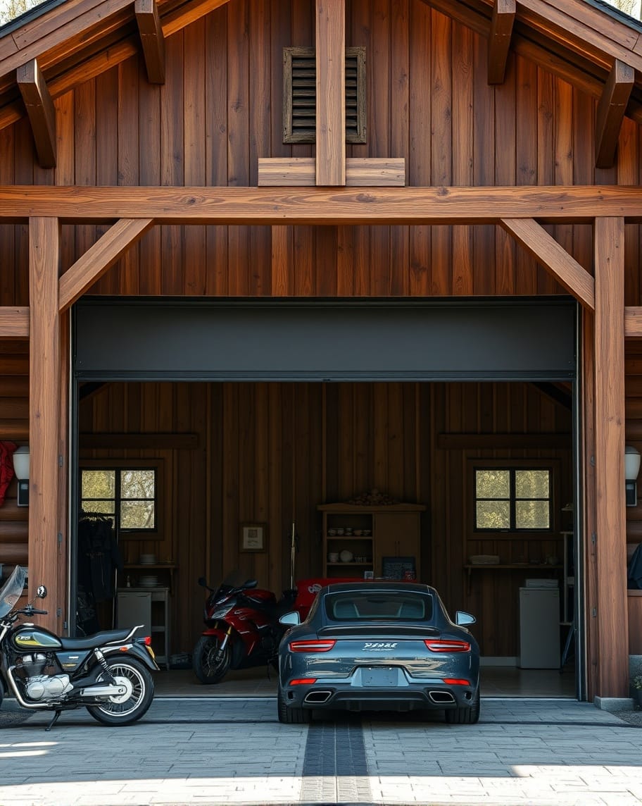 wnętrze garażu drewnianego